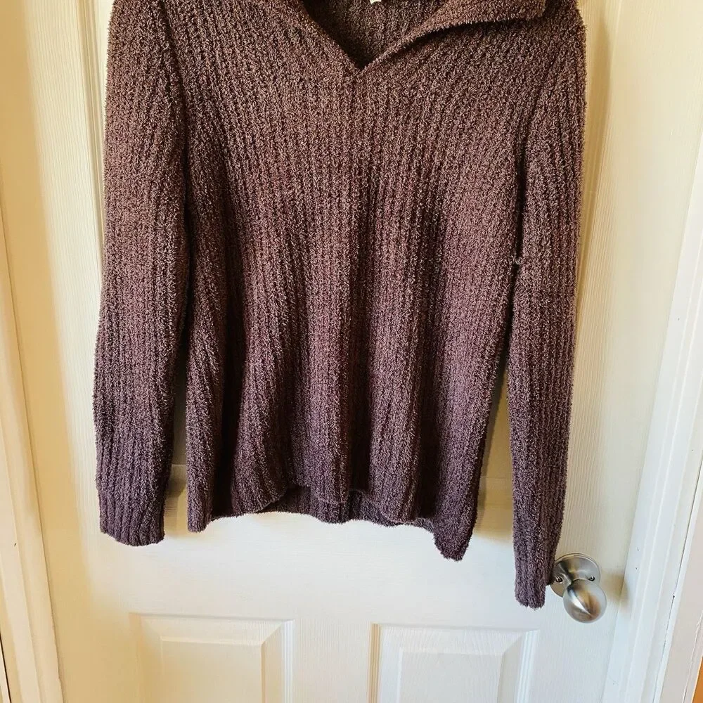 Maurices Sweater Women’s Size Medium Stretch V Neck Loose Knit Deep Purple